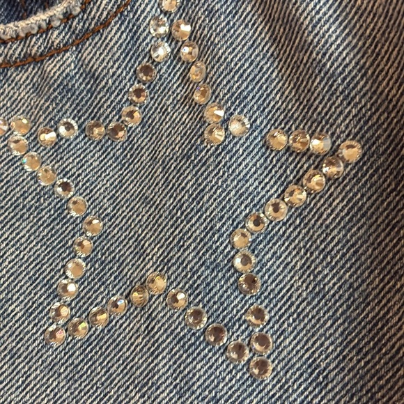 Simple Society Y2K light wash distressed stars rhinestones high rise jeans 5/27 - Picture 13 of 16